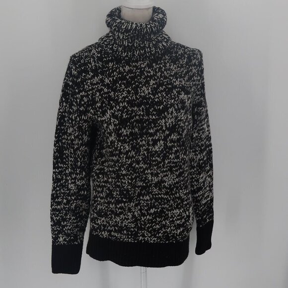 Bristol Club Women's Black White Chunky Knit Turtleneck Sweater Size Small - Picture 1 of 10